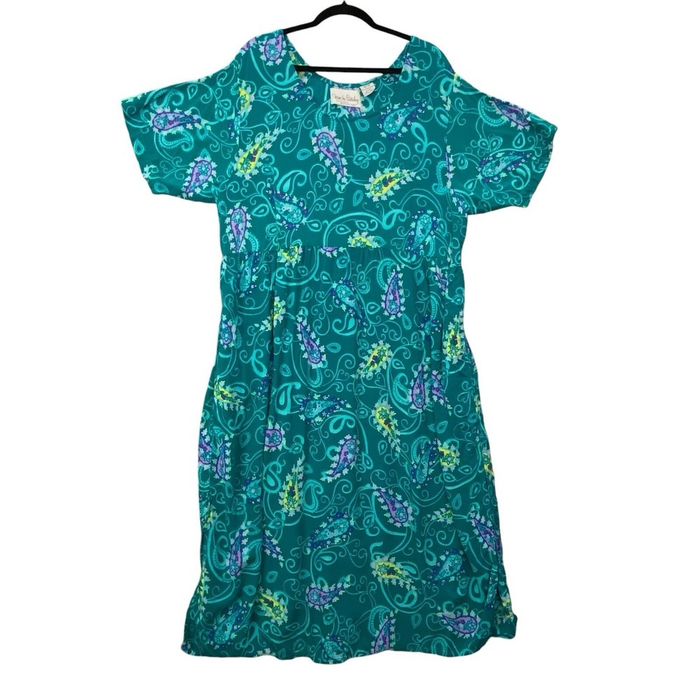 Diane Von Furstenberg Women Floral Paisley Maxi Dress Sz 2x/3x Green Comfy 49-23